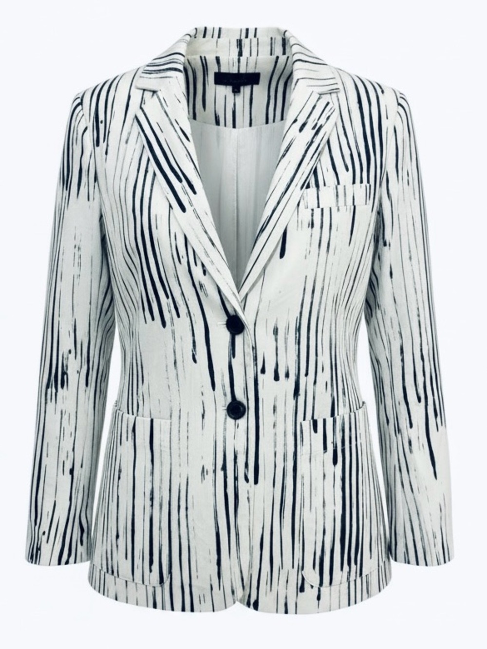 Kelly Wearstler Striped Brushstroke Blazer Sz 6 Cotton Black White Jacket